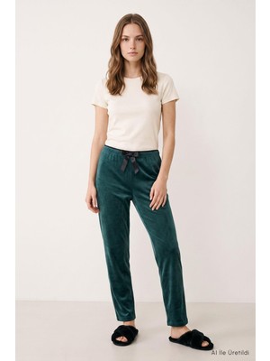 Rays Bel Lastikli Kadife Pijama 0601 Zümrüt
