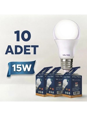Voltek 15W E27 Duy LED Ampul - - Beyaz Işık (6500K) - Uzun Ömürlü 10LUPAKET