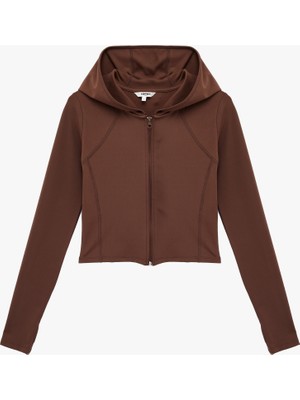 Koton Slim Fit Kapüşonlu Fermuarlı Spor Sweatshirt