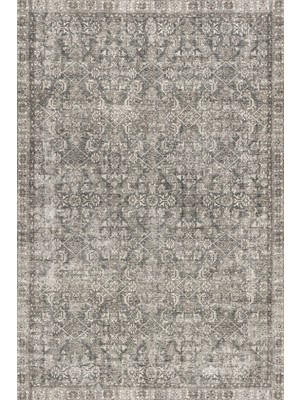 Saraz Halı Vintage Gri Bej Eskitme Anadolu Desenli Baskı Şönil Kilim Kaymaz Taban Salon Oturma Odası Yatak Odası Kilimi SH24