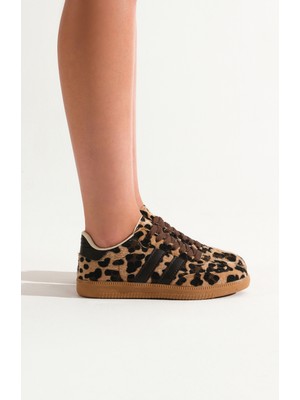 Tonny Black Unisex Leopar Termo Taban Yanı Şeritli Bağcıklı Spor Ayakkabı
