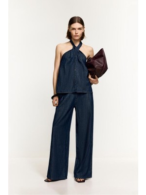Allbucks Lefties, Denim Halter Top Bluz ABLFT00007