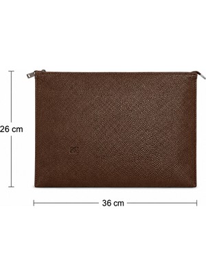 Plush Studio İstanbul Zipcase 36X26 cm Kalın Suni Deri Çift Dikişli Fermuarlı Laptop ve Evrak Çantası
