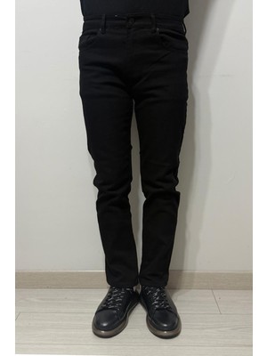 Hacker Fistan Store Erkek Siyah Yüksek Bel Rahat Kesim Boru Paça Jean Pantolon