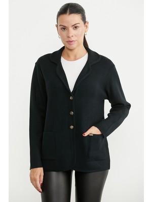 Sementa Oversize Cepli Triko Ceket - Siyah