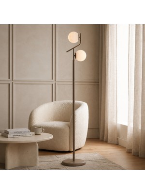 Apliqa Velar Eskitme Beyaz Camlı Modern Tasarım Metal Lambader
