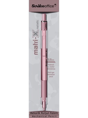 Scrikss MatriX 0.5mm Metalik Açık Pembe Mekanik Kurşun Kalem Ergonomik Tasarım ile Konforlu Yazım
