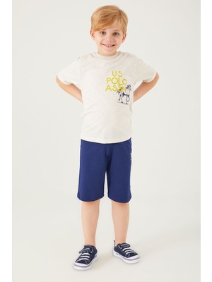 U.S. Polo Assn. Erkek Çocuk Yazlık Regular Fit Krem Bermuda Takım US1319-C-V1