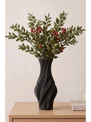 Lumense Flora Modern Dekoratif Vazo & Çiçeklik Şık Salon Objesi - Siyah