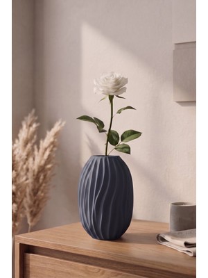 Lumense Ladin Modern Dekoratif Vazo & Çiçeklik Şık Salon Objesi - Gece Yarısı