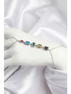Marsilyan™- Pirinç Renkli Zirkon Taşlı Model Gümüş Renk Şahmeran