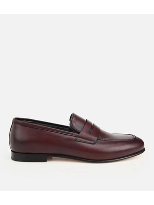 Hotiç Erkek Deri Bordo Klasik Loafer
