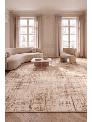 Livset Home Yumuşak Modern Krem Bej Halı Salon Mutfak Antre Yolluk Oturma Odası Çocuk Odası Halısı Kilim J403A