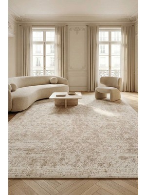 Livset Home Yumuşak Modern Krem Bej Halı Salon Mutfak Antre Yolluk Oturma Odası Çocuk Odası Halısı J367A