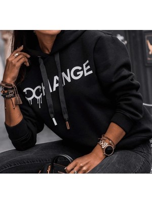 Merlavin Chance Baskılı 3 Iplik Kumaş Kapşonlu Sweat