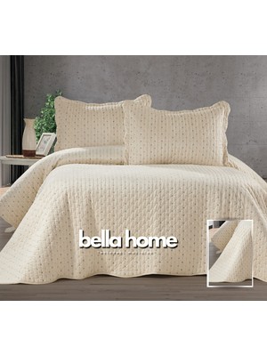 Bella Home Çift Kişilik Velura Renkli Nakışlı Kadife Yatak Örtüsü Seti - 250X260 cm - Pvc Çantalı