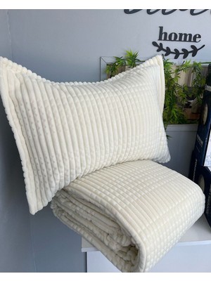 Merinos Modern Lıne 3 Prç.battaniye ve Yatak Örtüsü Seti Kemik