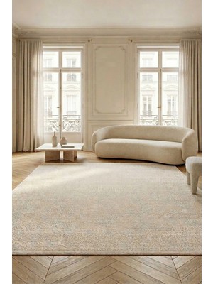 Livset Home Yumuşak Modern Krem Halı Salon Mutfak Antre Yolluk Oturma Odası Çocuk Odası Halısı J458B