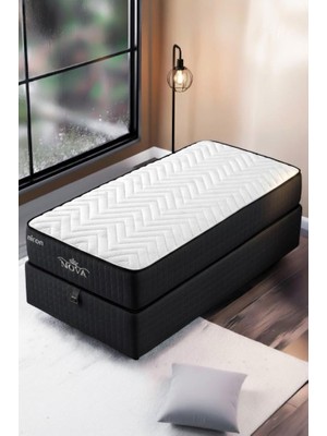 Niron Yatak Nova Yatak 80x180 Tek Kişilik - 25 cm Paket Yaylı Ortopedik, Orta Sert, Antrasit, Pamuklu Kumaş