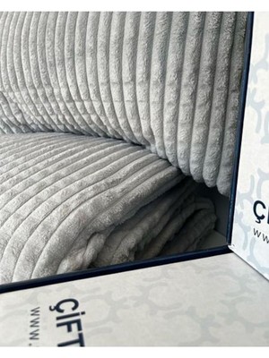 Merinos Modern Line 3 Parça Battaniye Seti - Gri