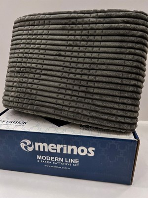 Merinos Modern Line 3 Parça Battaniye Seti - Gri