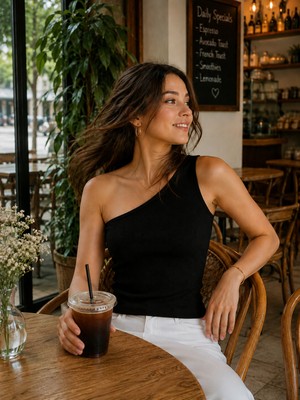 Feyece Tek Omuz Detaylı Kaşkorse Bluz