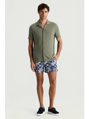 Hemington Paisley Desen Lacivert Quick Dry Mayo