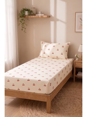 Medaillon Home Çizgili Tek Kişilik Çarşaf Takımı | Pamuklu | 100X200 cm Yatak Uyumlu Lastikli Çarşaf, 1 Adet 50X70 cm Yastık Kılıfı | Şık ve Zarif