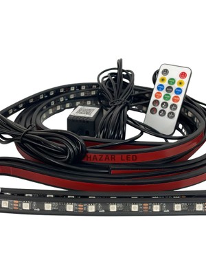 Hazar Led Pixel Araç Altı LED Aydınlatma 4'lü Şerit LED Set Atmosfer Ambiyans Lambası App Kontrollü IP68