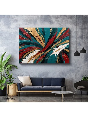 Tablofest Yatay Kanvas Tablo Soyut Fırça Izleri Modern Sanat Tablosu Ev Ofis Duvar Dekoru