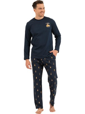 Arnetta Erkek Lacivert Uzun Kol Pijama Takımı 3833-S