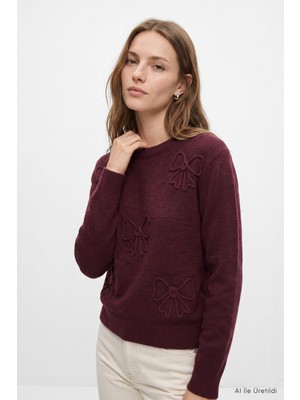 Rays Kurdele Nakış Kazak 70056-1 Bordo