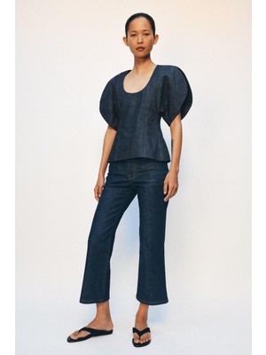 Allbucks Zara, Zw Collection Cropped Flare Orta Bel Jean Pantolon ABZRA00150