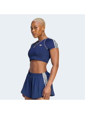 Adidas Originals Sport Superstar Kadın Lacivert Crop T-Shirt.-