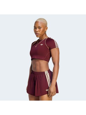 Adidas Originals Sport Superstar Kadın Bordo Crop T-Shirt.-