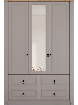Quattro Home Craft Aynalı Dolap 3 Kapaklı (Çekmeceli)