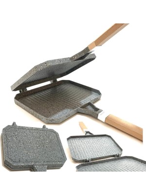 Döküm Alüminyum Iç Dış Granit Tostmatik Ocak Üstü Tost Makinesi Soba Ateş Üstü Sağlıkl�