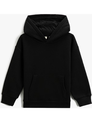 Koton Basic Kapüşonlu Sweat Kanguru Cepli Şardonlu