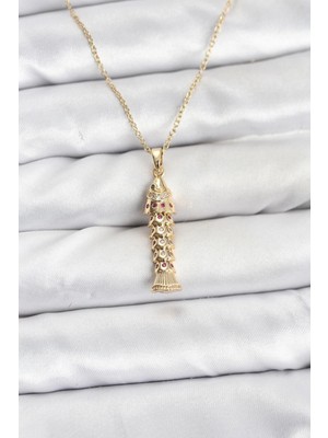 Marsilyan™- 316L Çelik Zincir Gold Renk Balık Model Zirkon Taşlı Kadın Kolye
