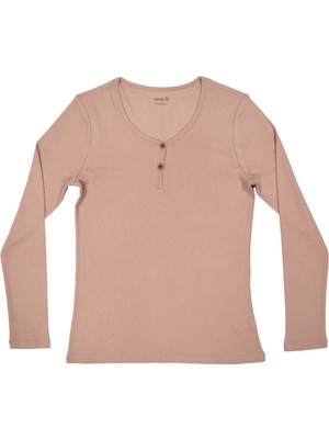 Organickid Dusty Rose Kadın Gül Kurusu V Yaka T-Shirt