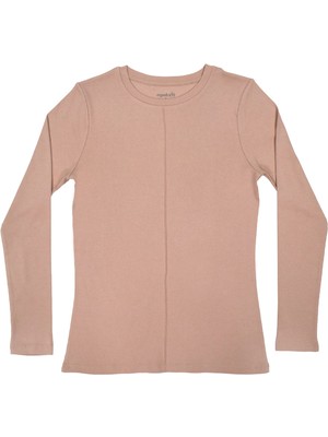 Organickid Dusty Rose Kadın Gül Kurusu Bisiklet Yaka Dikişli T-Shirt