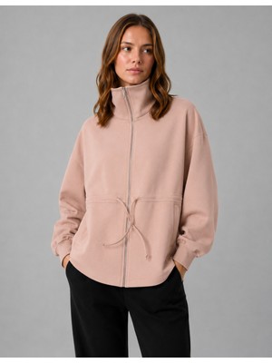 Organickid Dusty Rose Kadın Gülkurusu Fermuarlı Ceket