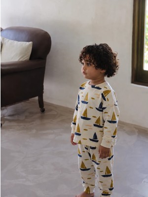 Cigit Desenli Pijama Takımı 2-8 Yaş Ekru