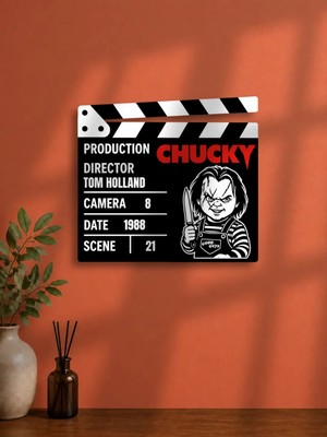 Gişe Arts Duvar Dekoru / Klaket Tablo (Siyah) - Child's Play (Chucky)