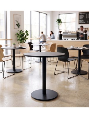 İrem Matte Prime Füme Yuvarlak  Kompakt Laminant Tablalı Bistro Metal Masa 77 cm - Cafe, Otel, Restoran Masası