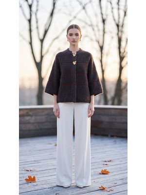 Aymiss Moda Aymiss Ges Kol,çift Broşlu ,(Panço)Gizli Düğmeli Şık Hırka