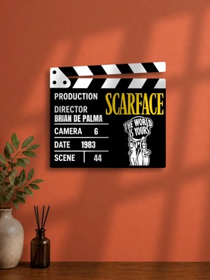 Gişe Arts Duvar Dekoru / Klaket Tablo (Siyah) - Scarface (Yaralı Yüz) Versiyon 4