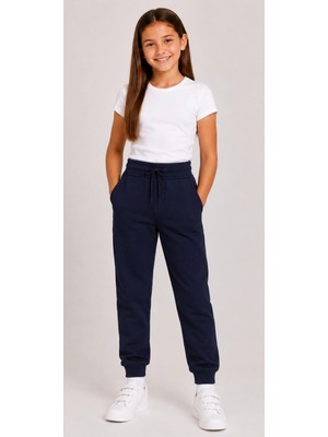 Mavimoure Unisex Çocuk Penye Pamuklu Lastikli Paça Ribanalı Okul Eşofman Alt