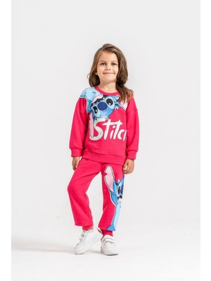 Cg Kids Fuşya Renk Eşofman Baskı Detaylı Mükemmel Kalite Sweatshirt & Eşofman Alt Üst Takım
