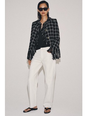 Allbucks Zara, Zw Collection Keten Karışımlı Orta Bel Düz Paça Jean Pantolon ABZRA00169
